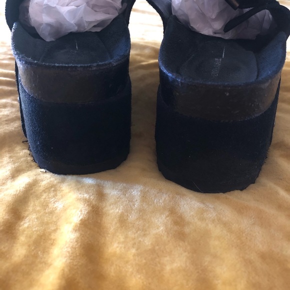 FREE PEOPLE  Black Suede Platform Sandals - Picture 3 of 5